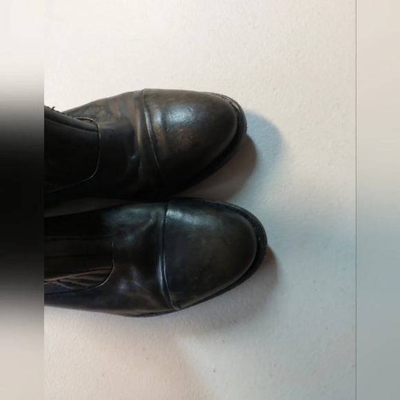 Free People Campus Tall Leather Riding Boots Biker Moto Dark Brown 5.5-6 - Picture 6 of 10